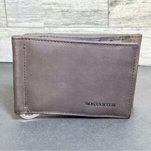 Bostanten Men’s Brown Leather Wallet ID Window Credit‎ Card Trfold Button Pocket